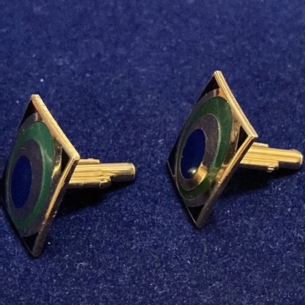 Men’s geometric circles with a circle colorful cufflinks